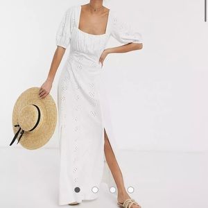 ASOS White Eyelet Maxi Dress with Slits